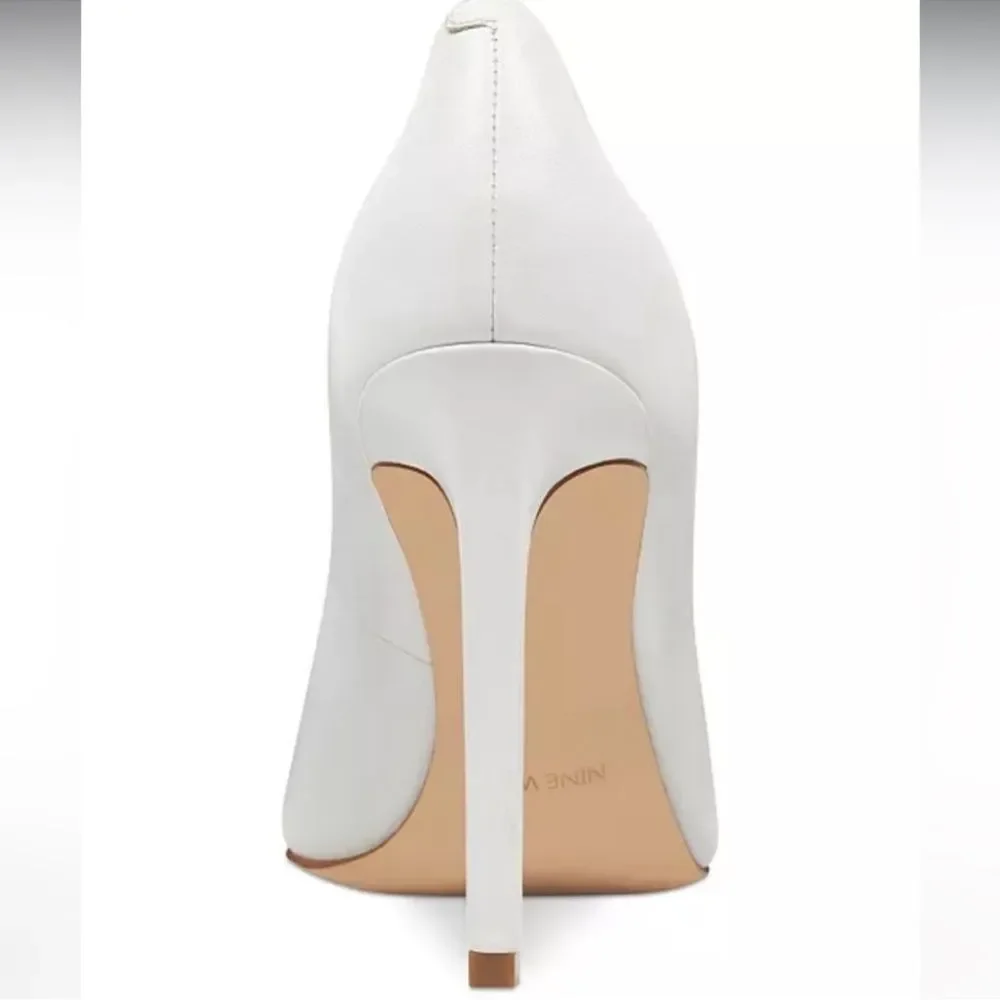 Nine West White and Tan Heels Pointed Toe Stiletto